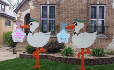 Twins boy and girl stork rental sign